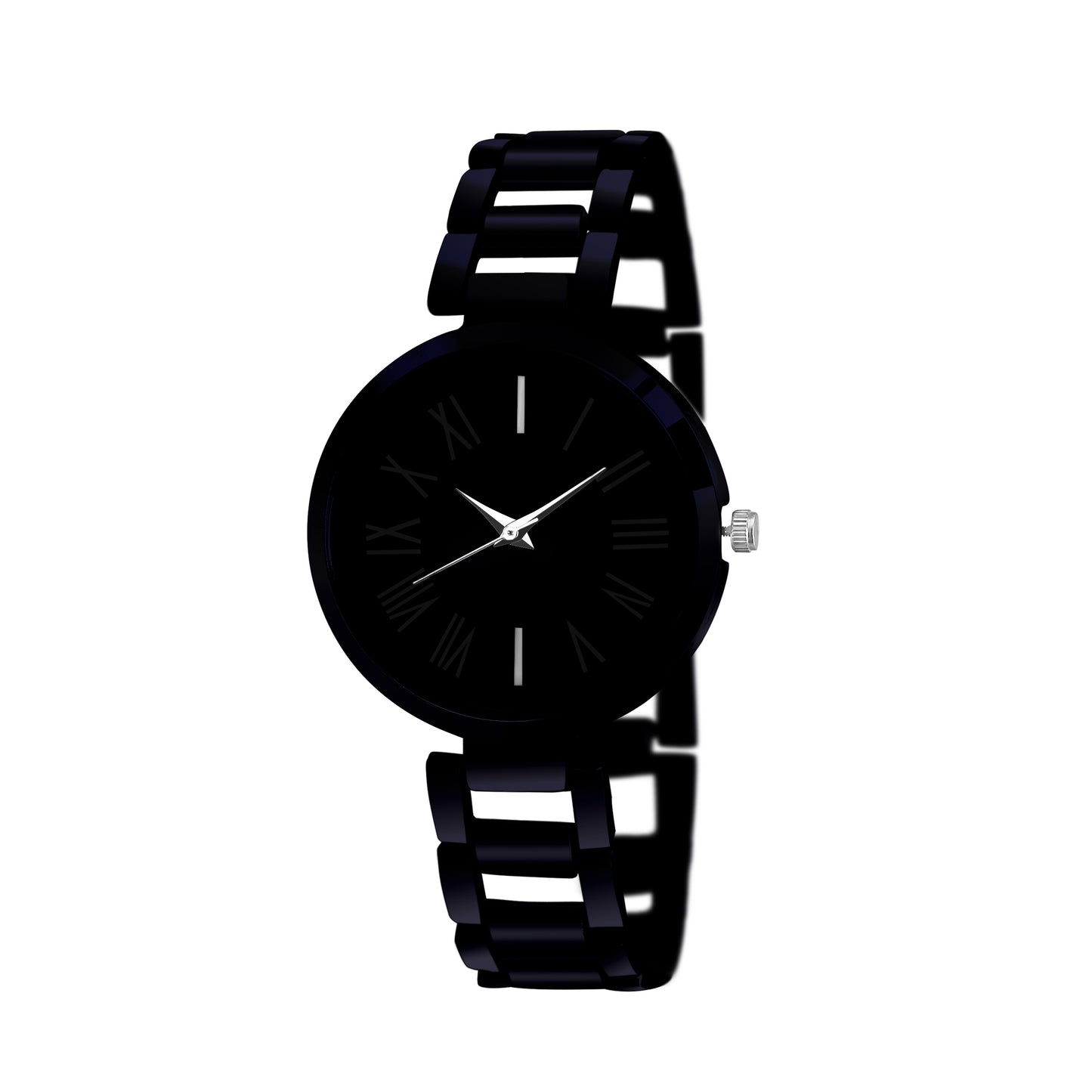 Sleek All-Black Roman Numeral Watch