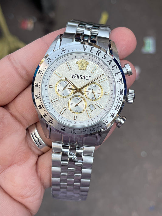 Premium Silver Chronograph Luxury Watch