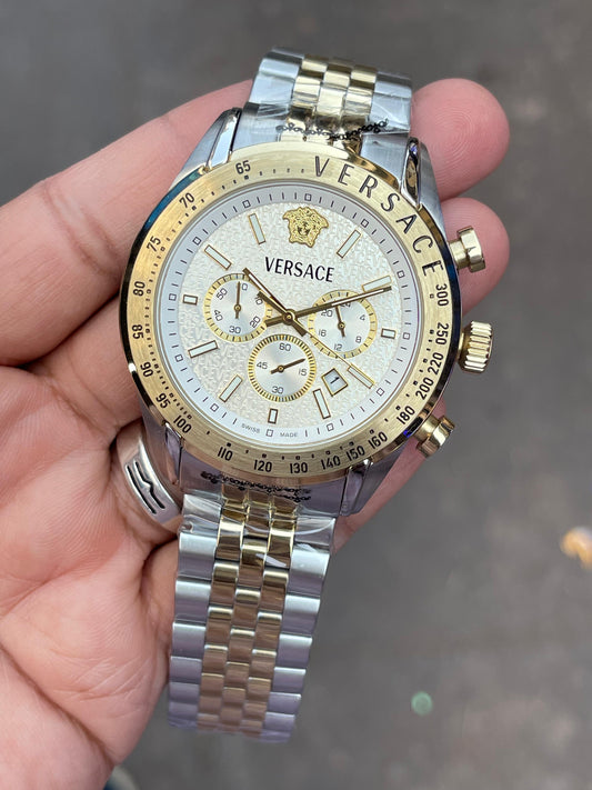 Premium Sliver Gold Chronograph Luxury Watch